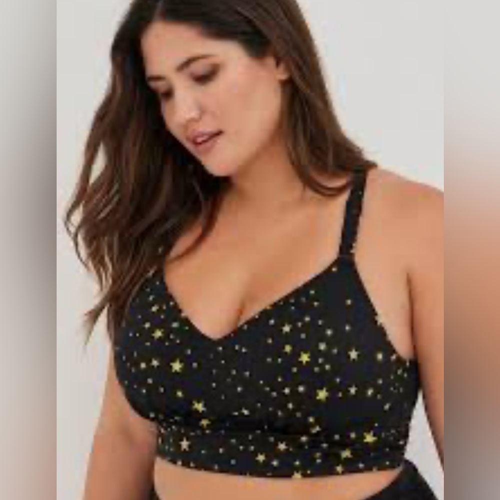 torrid Black Star-Print Longline Bikini Bralette